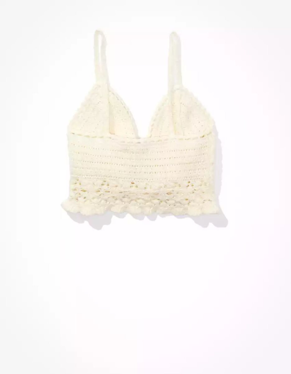 Cardigan American Eagle AE Crochet Tie-Front Cami Blanche Femme | SYA-72524865